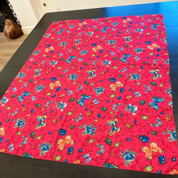 Vintage Vibrant Hot Pink Butterfly ladybug Scarf - Picture 3 of 5